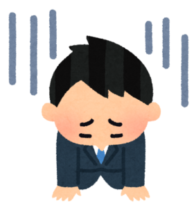 実習で失敗して落ち込む様子