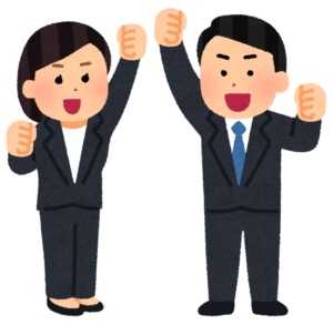 目標を持ってイキイキと笑顔で働く障害者施設の福祉職員のイラスト