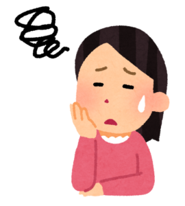 介護等体験の抱負が書けなくて悩んでいる大学生のイラスト