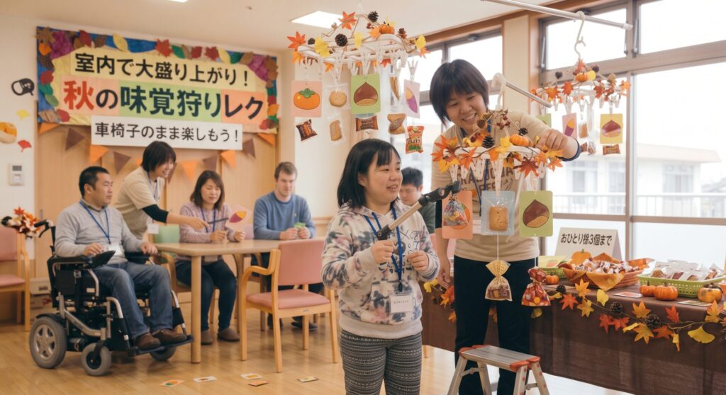 障害者施設のハロウィン出し物＆秋レクアイデア10選！手作り不要で準備時間ゼロ、車椅子のまま楽しめるゲームや安全な仮装ネタを解説。誤嚥やパニックを防ぐ安全対策も網羅。残業ナシで利用者も職員も大満足の季節行事を成功させましょう！