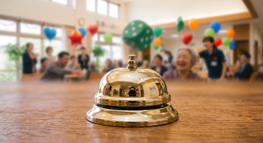 早押しクイズ大会やタイムアタックレクで使われる金属製卓上コールベル（呼び鈴）